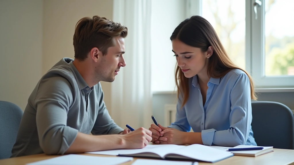 Insegnante di inglese che lavora con uno studente in una lezione personalizzata