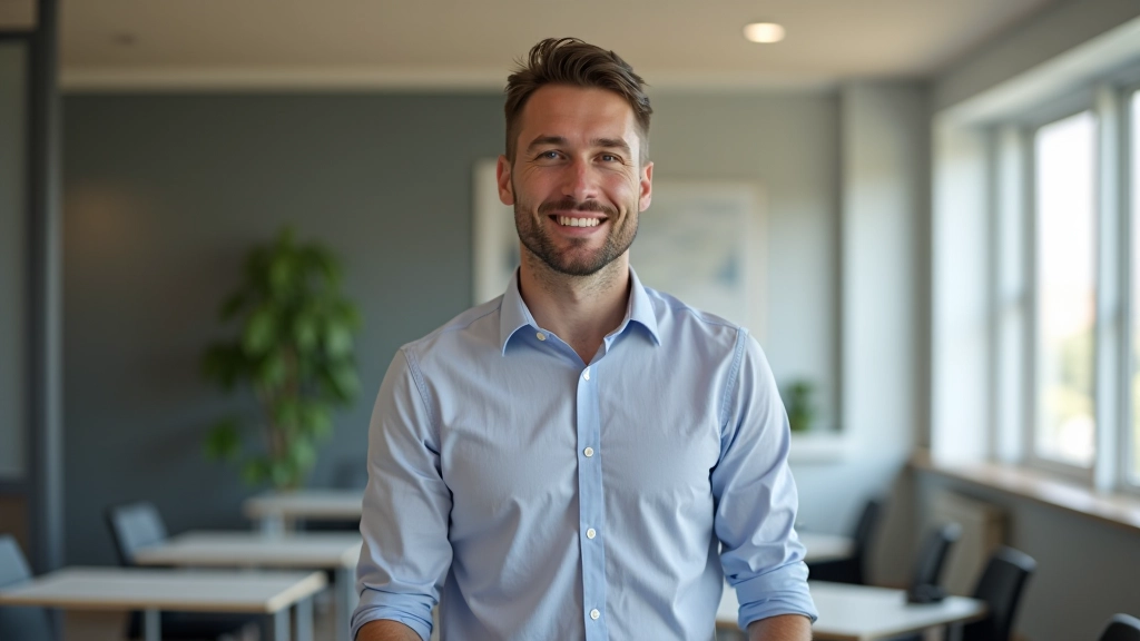 Uomo che pratica la conversazione con fiducia in una lezione di inglese