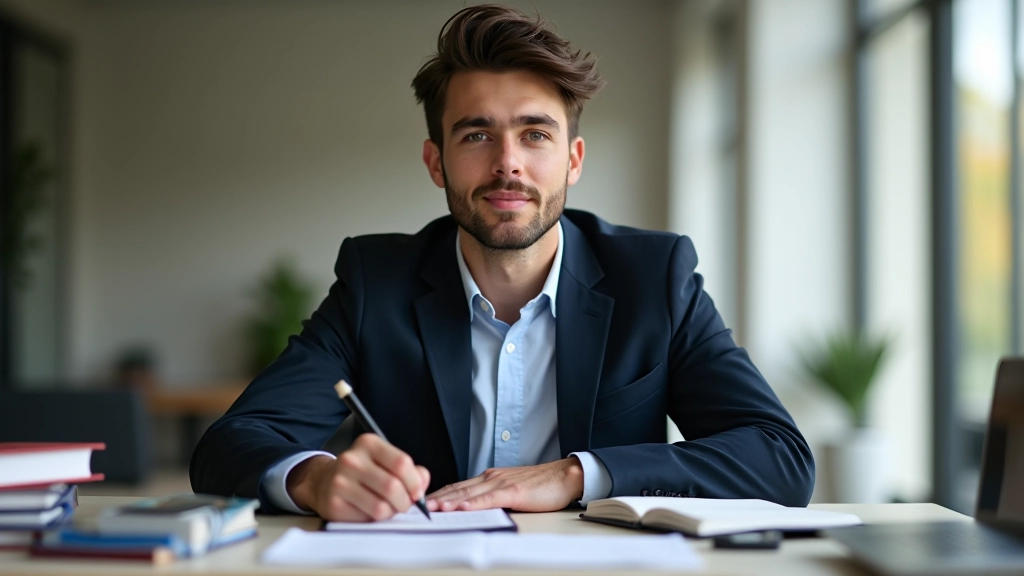 Studente legge libri di preparazione IELTS su scrivania ben organizzata